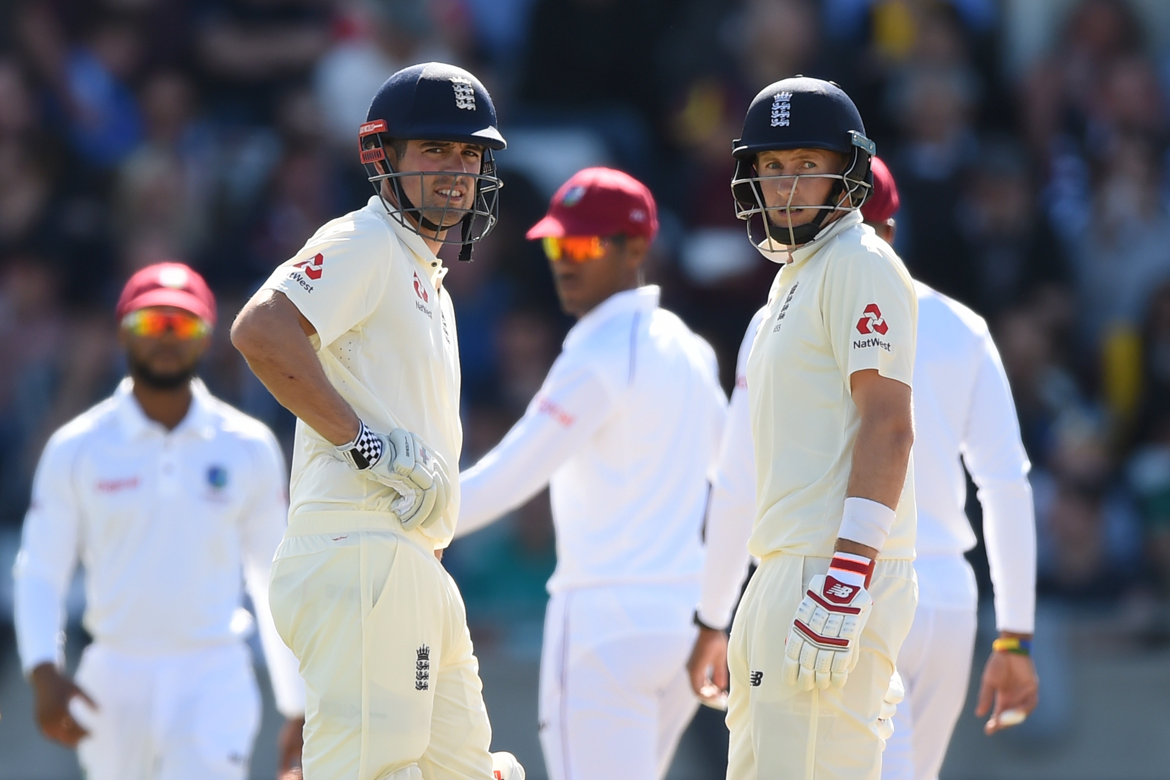 Only Sir Alastair Cook, left, has captained England in more Tests than Joe Root (Joe Giddens/PA)