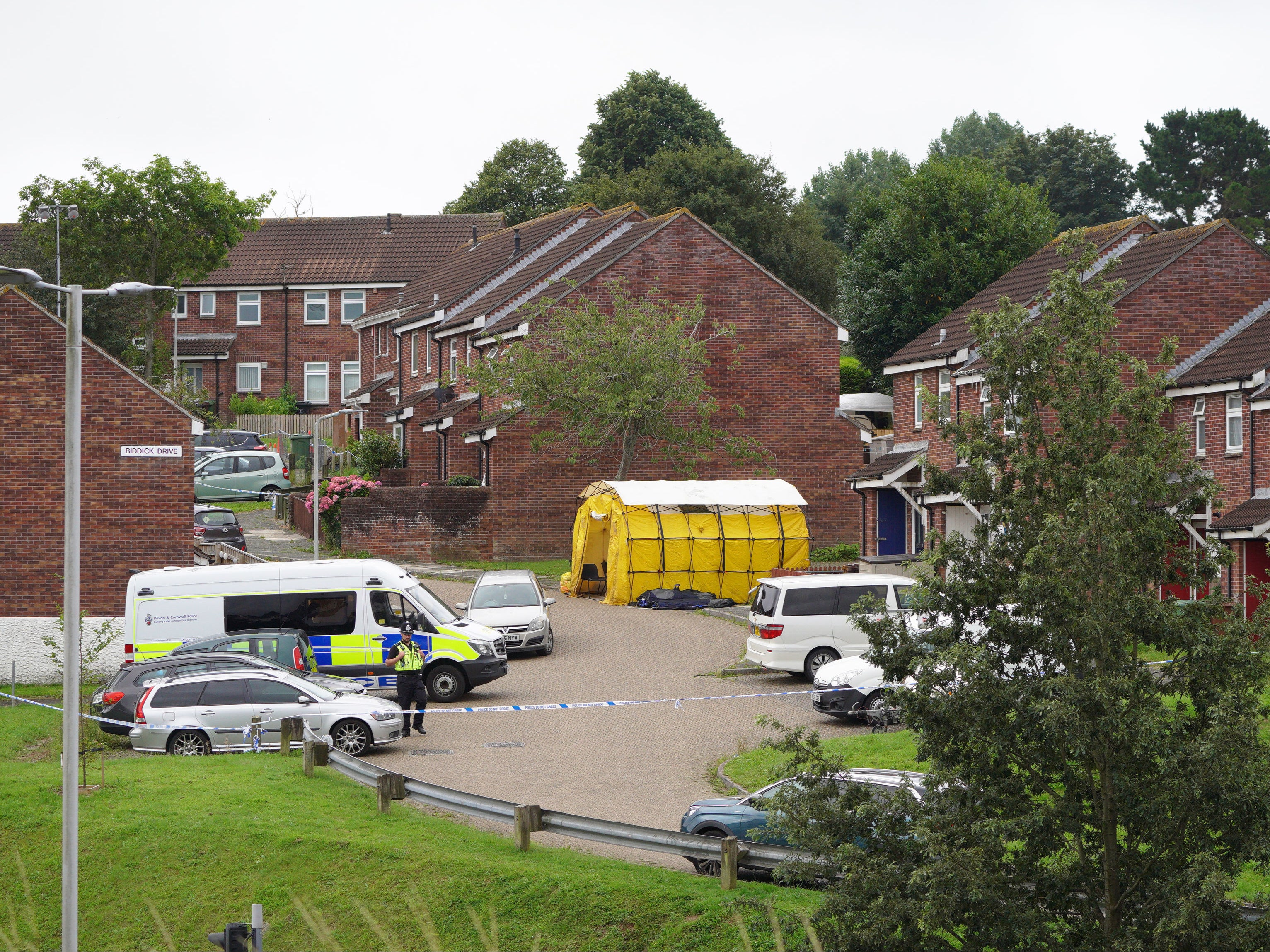 Police activity in Biddick Drive in the Keyham area of Plymouth, where the shooting spree started