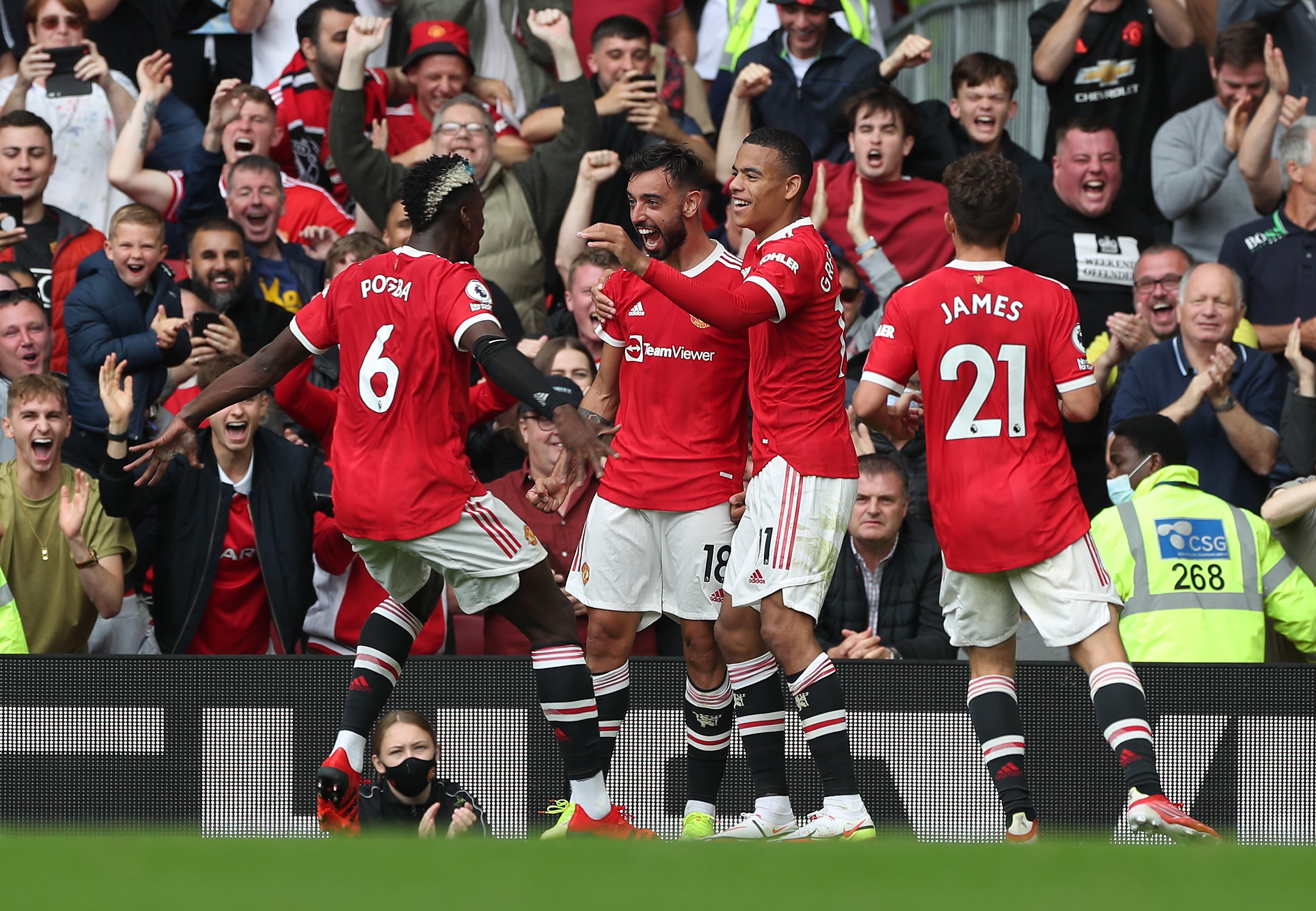 Bruno Fernandes celebrates scoring for Manchester United