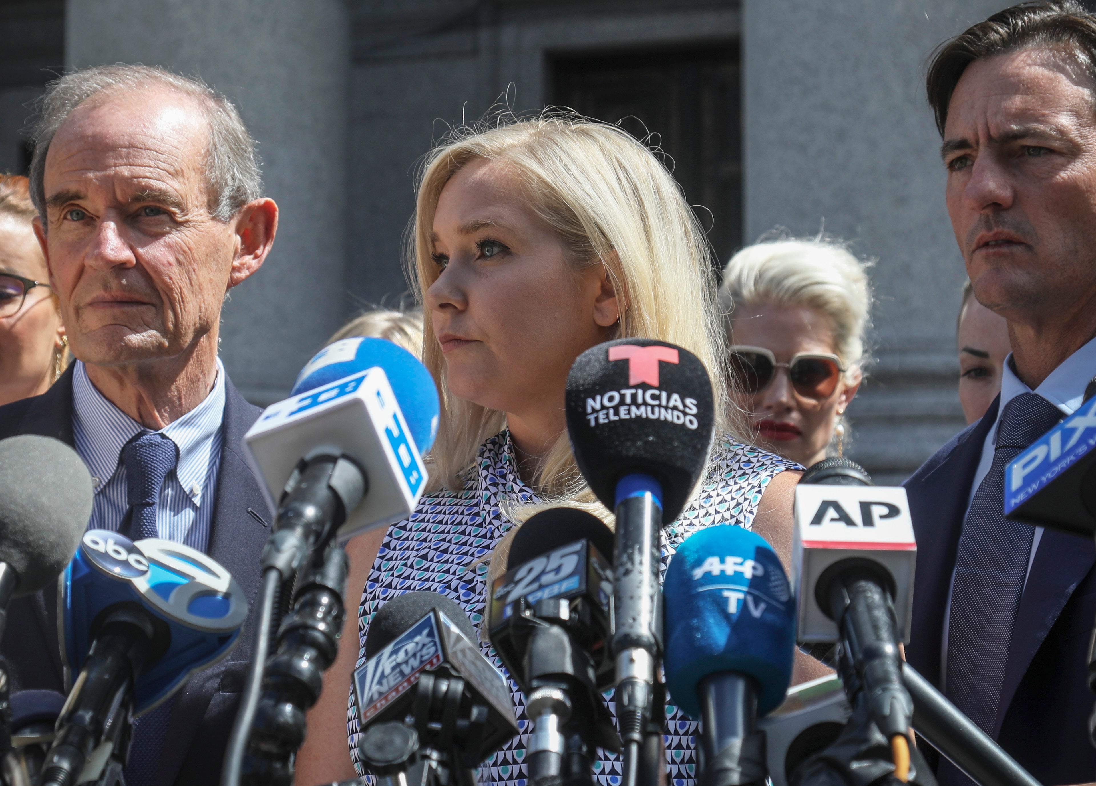 Virginia Giuffre (centre) has accused Andrew of sexually assaulting her as a teenager