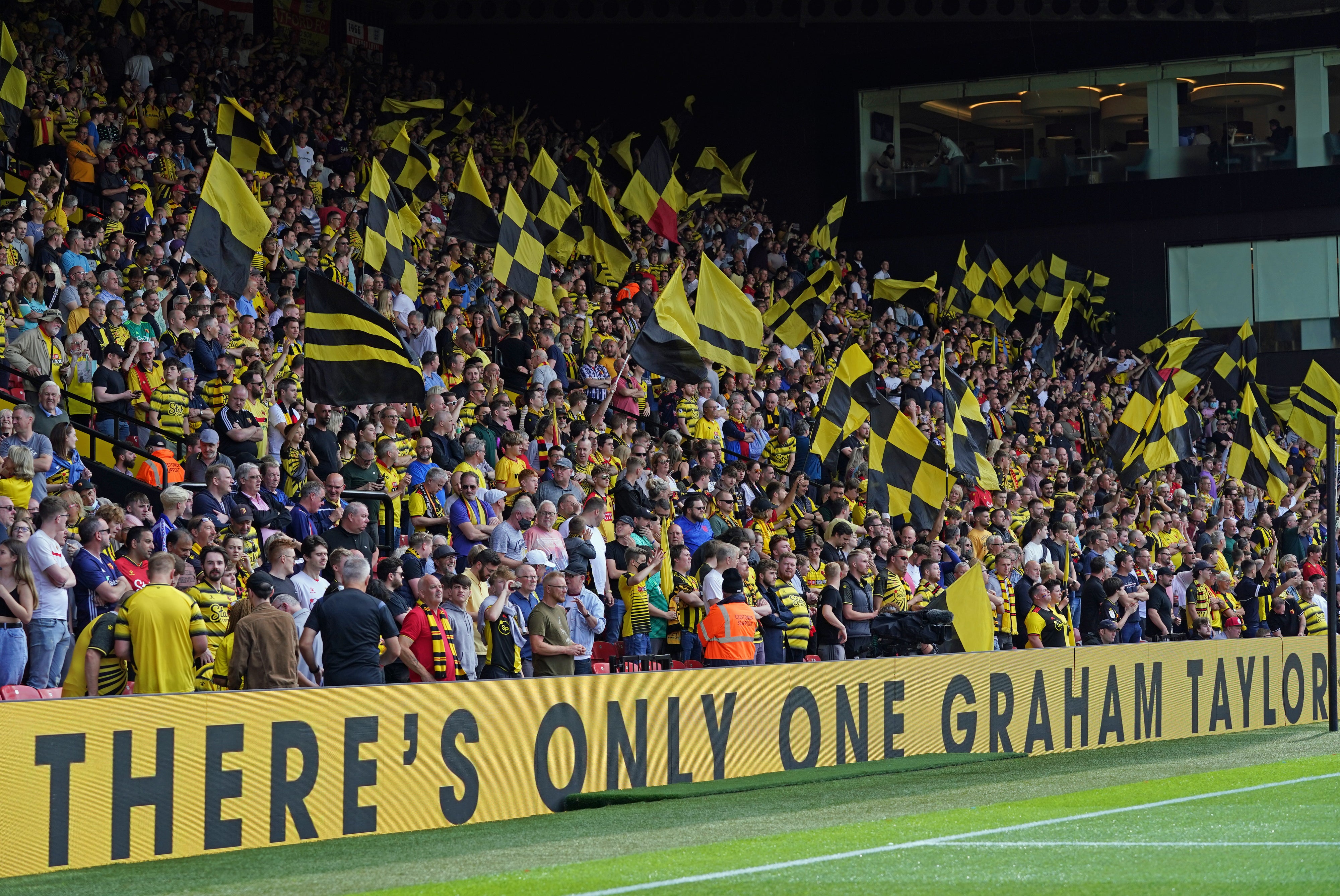 Watford fans returned on Graham Taylor day to celebrate the former England manager (Jonathan Brady/PA)