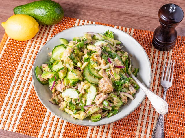 <p>Chef Scarlett Lindeman’s tuna, avocado and cucumber salad</p>