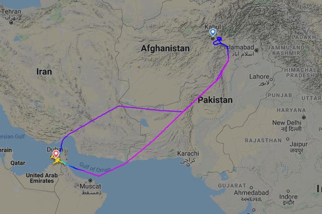 <p>Flight path shows Emirates flight divert back to Dubai</p>