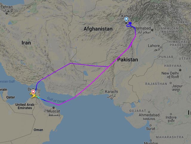 <p>Flight path shows Emirates flight divert back to Dubai</p>