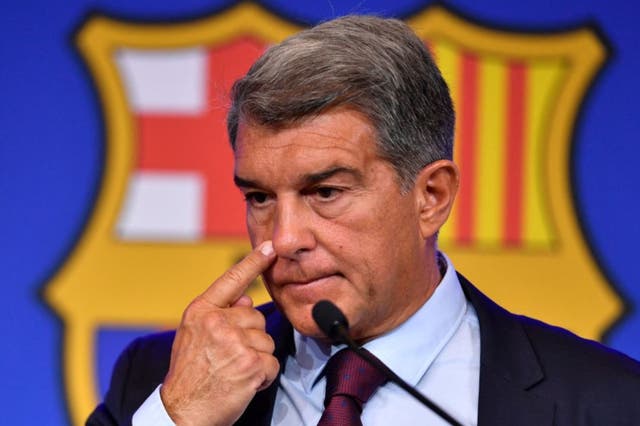 <p>President of FC Barcelona Joan Laporta holds a press conference</p>