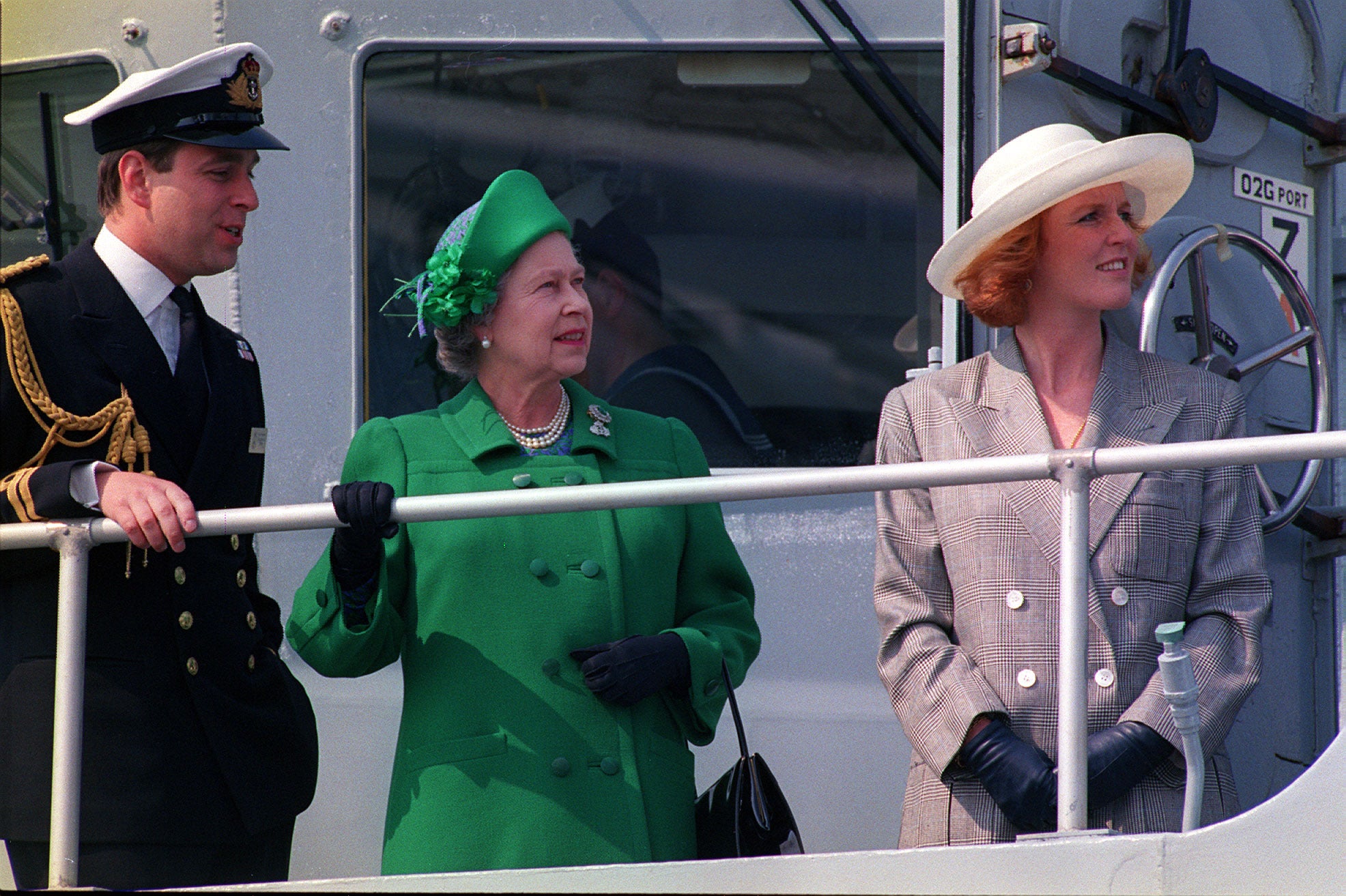 Sarah Ferguson with Queen Elizabeth and Prince Andrew in 1991.