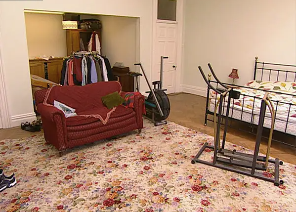 A couple’s bedroom prior to a makeover by Changing Rooms