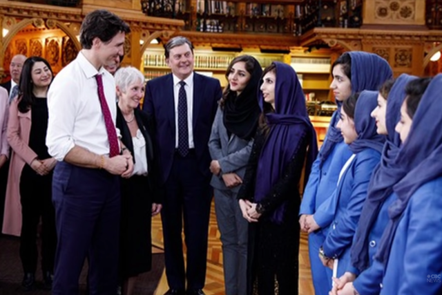 <p>File: The ‘Afghan dreamers’ team from Afghanistan met Canadian prime minister Justin Trudeau in 2018 </p>