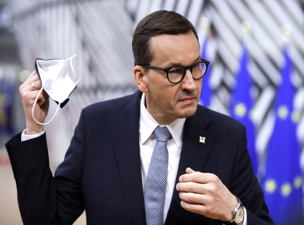 <p>Poland’s prime minister Mateusz Morawiecki clashed with the EU’s Ursula von der Leyen on Tuesday </p>