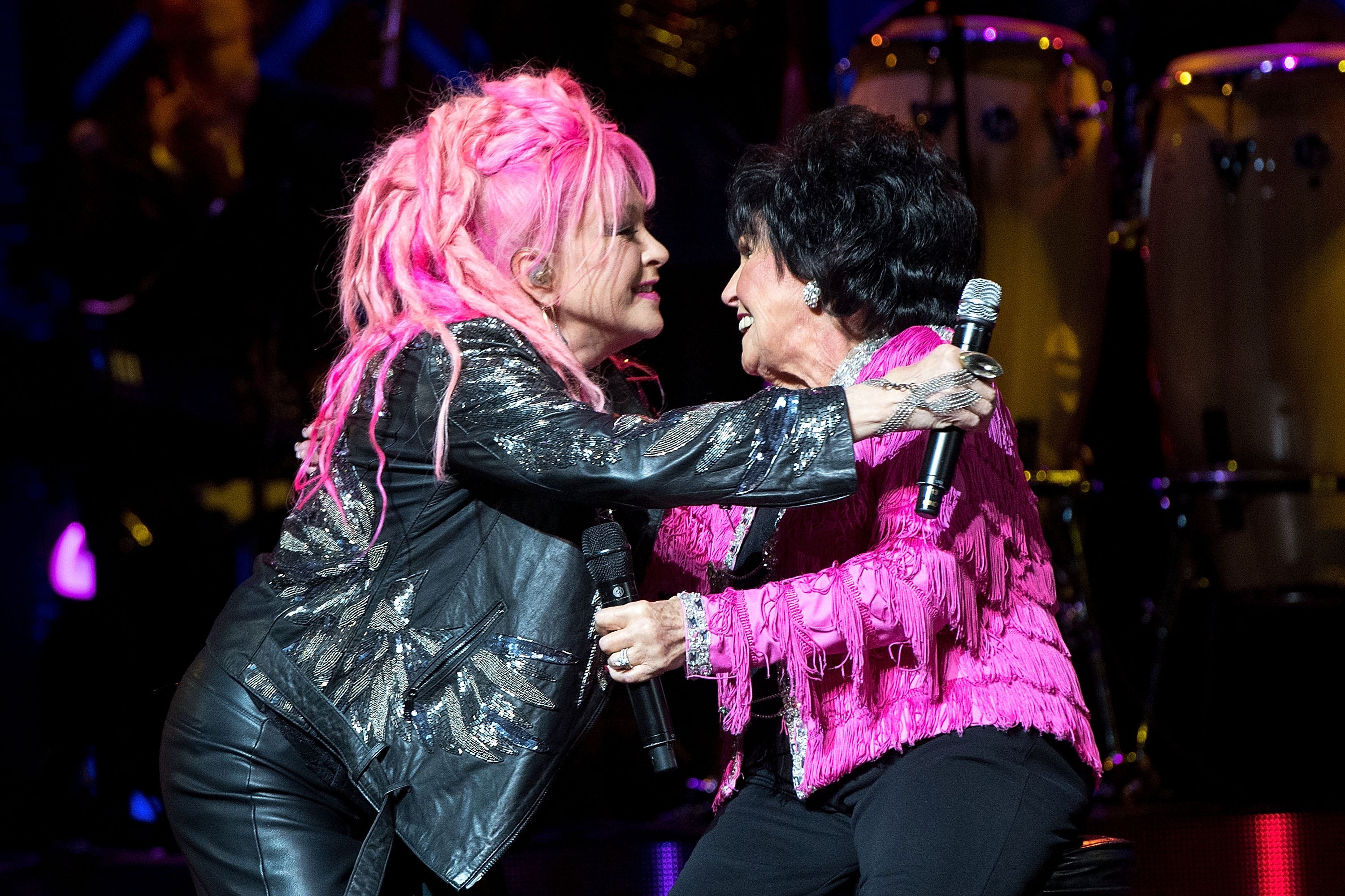 Cyndi Lauper and Wanda Jackson perform at the America Salutes You concert in 2016