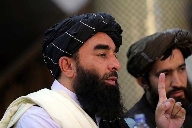 <p>Taliban spokesperson Zabihullah Mujahid addressing his first news conference in Kabul on Tuesday </p>