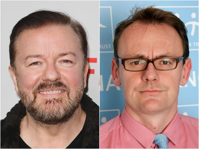 <p>Ricky Gervais and Sean Lock</p>
