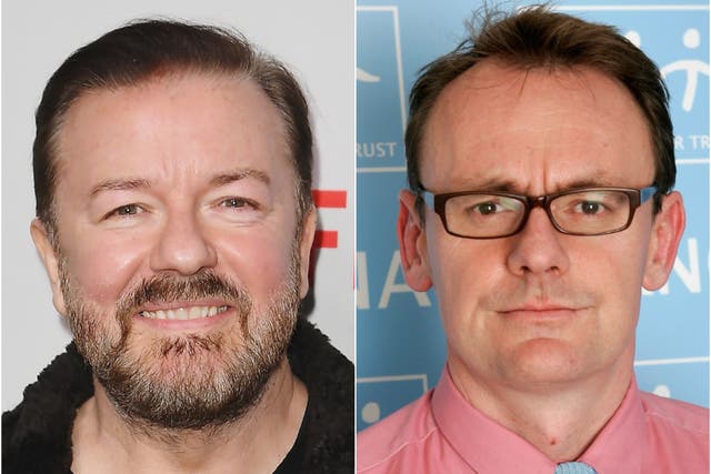 <p>Ricky Gervais and Sean Lock</p>