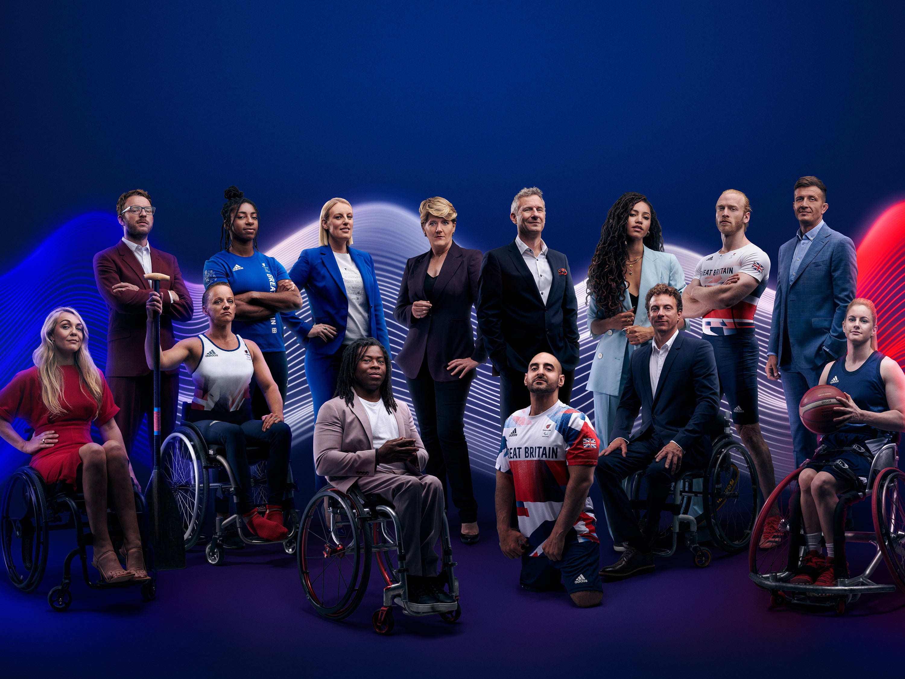 Sophie Morgan, JJ Chalmers, Emma Wiggs, Kadeena Cox, Steph McGovern, Ade Adepitan, Clare Balding, Adam Hills, Ali Jawad, Vick Hope, Arthur Williams, Johnnie Peacock, Ed Jackson and Robyn Love