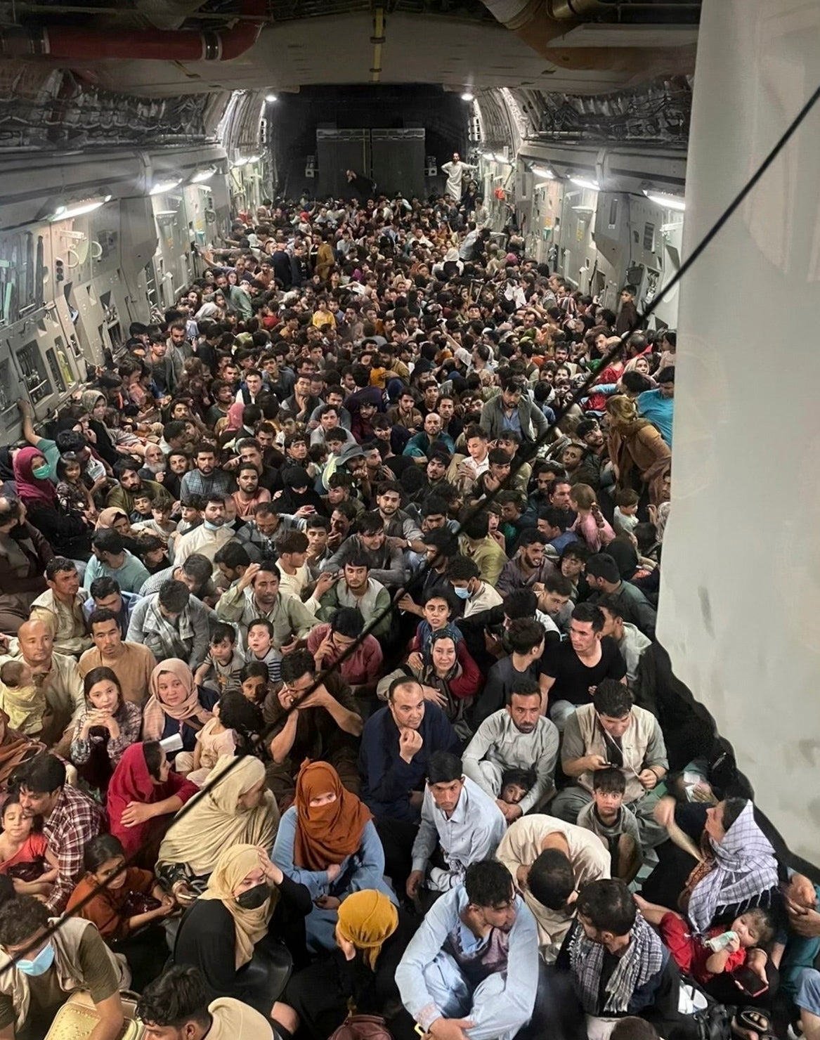About 640 Afghan nationals evacuated on an US Air Force C-17 Globemaster III airplane