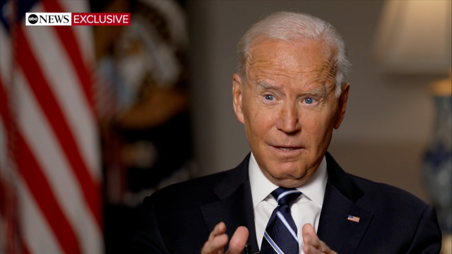 <p>Joe Biden speaks to George Stephanopoulos of ABC News</p>