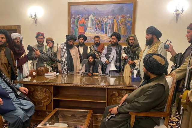 <p>The Taliban in the Presidential Palace in Kabul, Afghanistan </p>