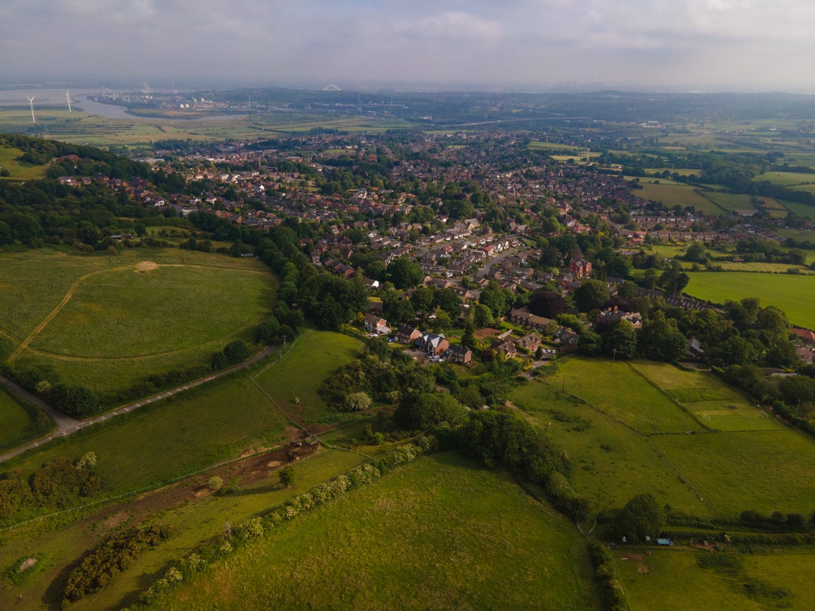 Aerial shot of Frodsham, Cheshire