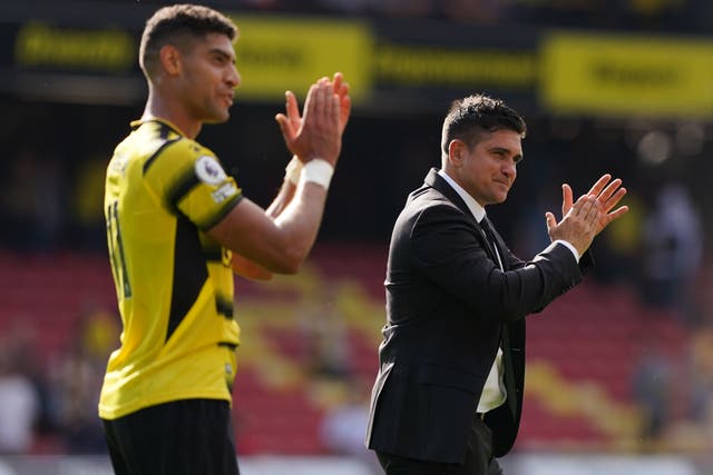 Xisco Munoz (right) enjoyed Watford’s 3-2 win over Aston Villa (Jonathan Brady/PA)
