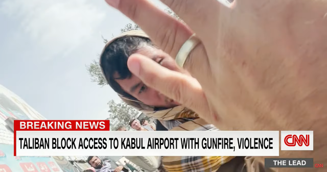 <p>Taliban fighters confront a CNN crew in Kabul. </p>