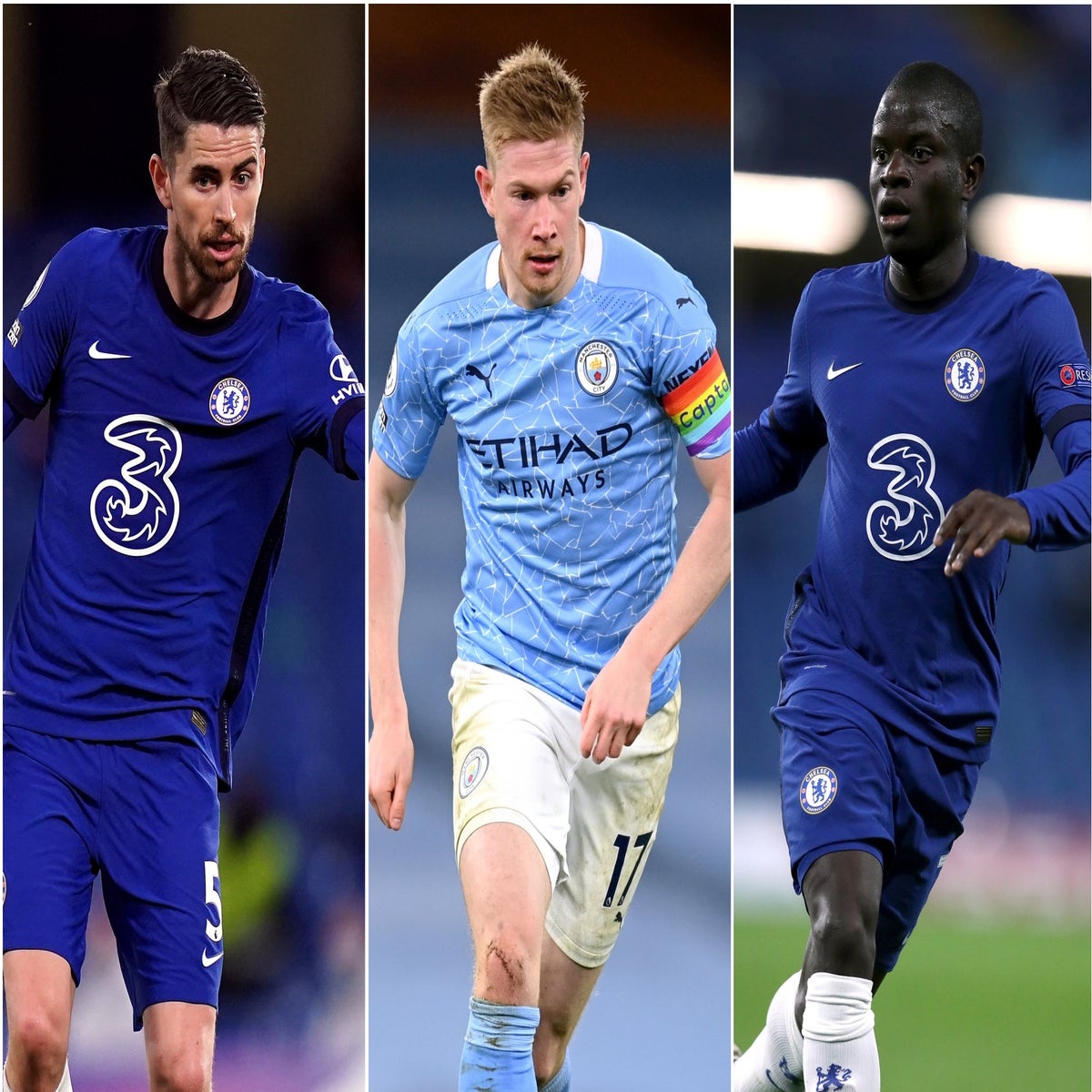 De Bruyne, Kanté e Jorginho buscam prêmio de melhor jogador da