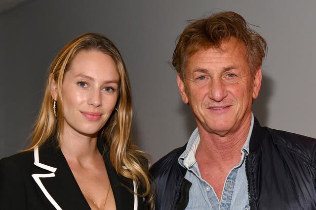 <p>Dylan Penn and her father Sean at an event for ‘Flag Day'</p>