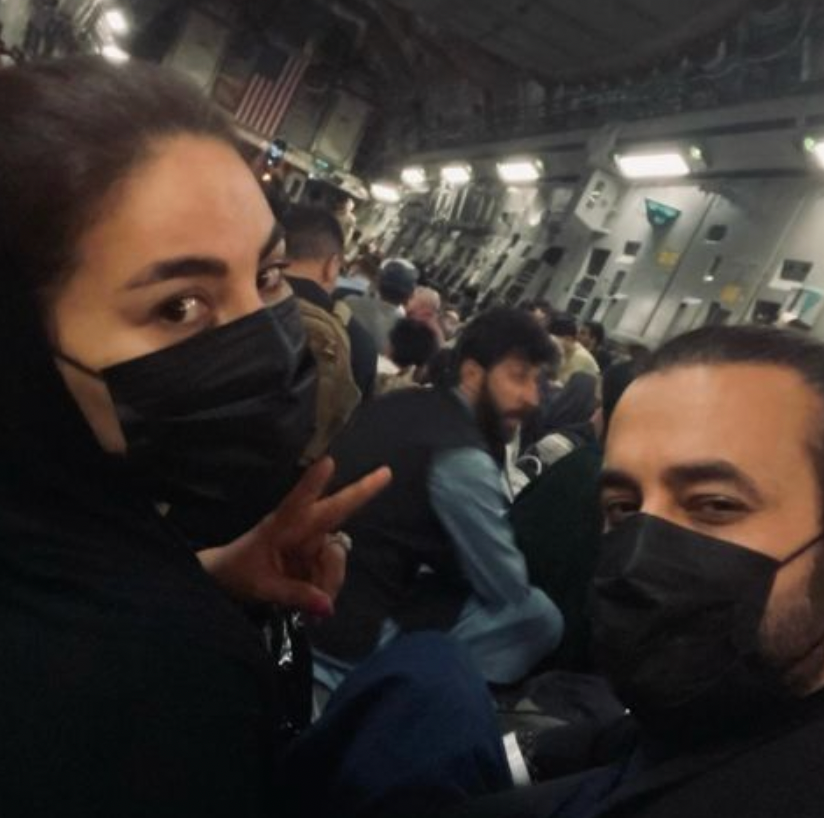 Aryana Sayeed flees Afghanistan on US Cargo jet with her husband