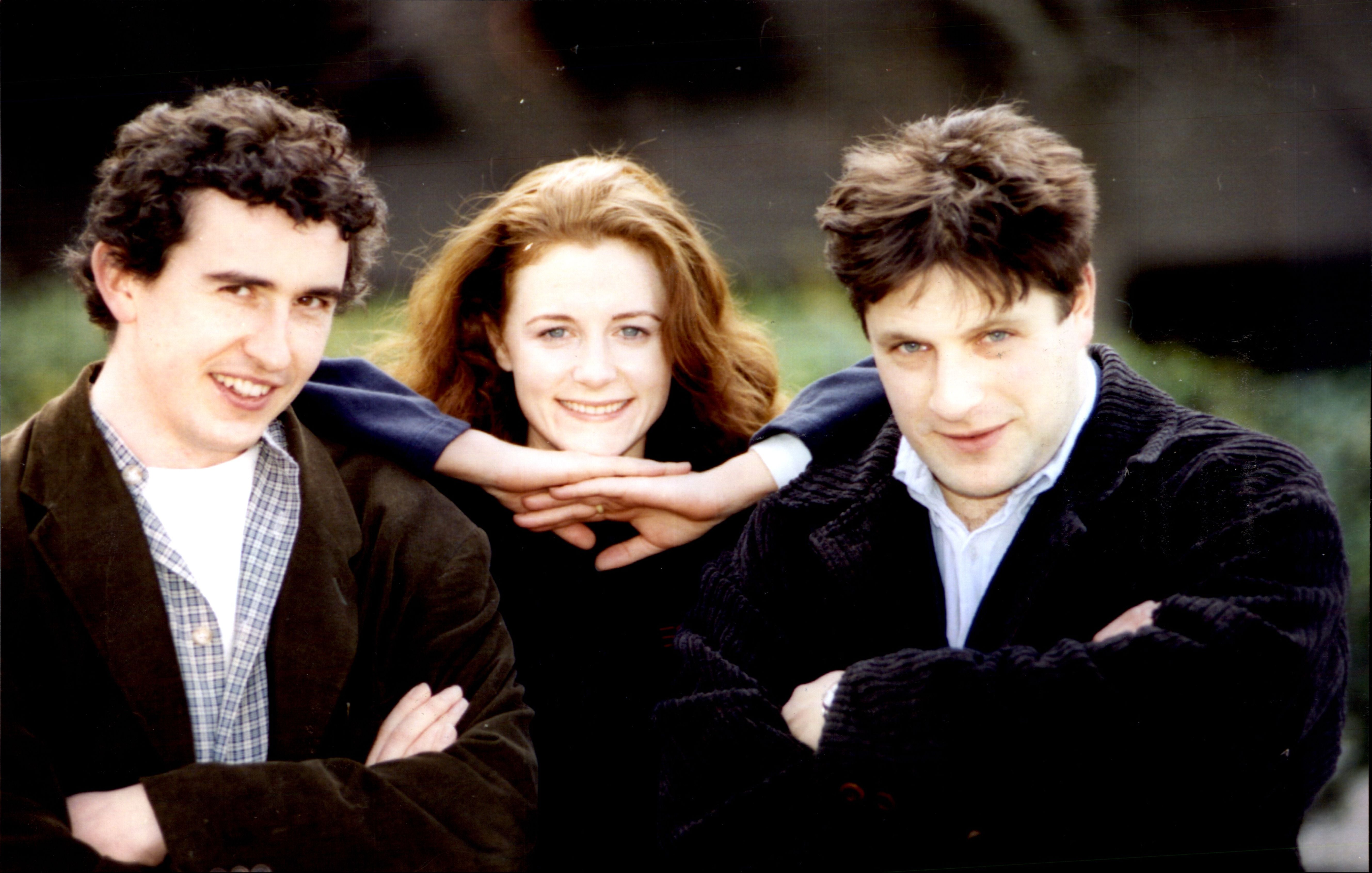 Marber with Steve Coogan and actor Geraldine Somerville in 1996