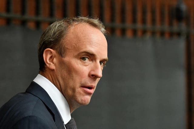 <p>Foreign secretary Dominic Raab sparked anger by being on holiday when the Taliban took Kabul </p>