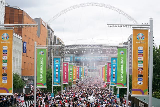 Huge numbers were present at Wembley for the Euro 2020 Final (Zac Goodwin/PA)