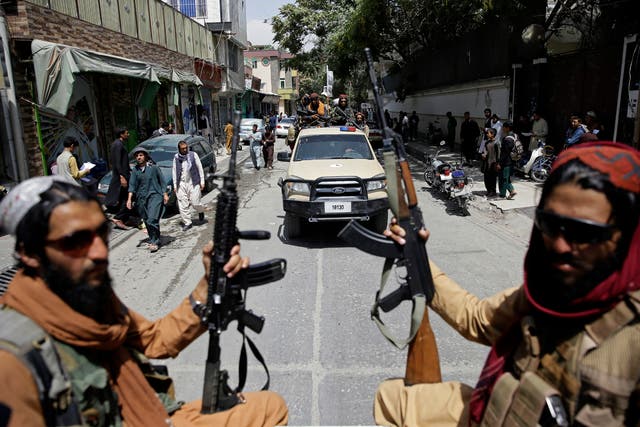 <p>Taliban fighters patrol Kabul, Afghanistan’s capital, having taken control of the city </p>