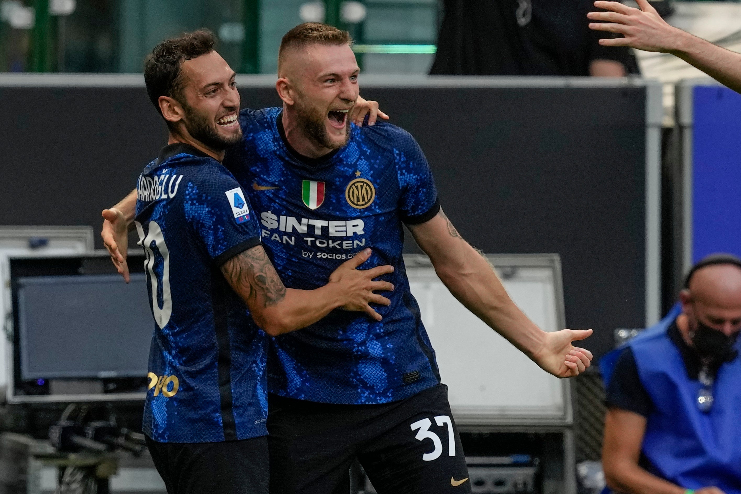 Milan Skriniar (right) gave Inter an early lead (Antonio Calanni/AP)