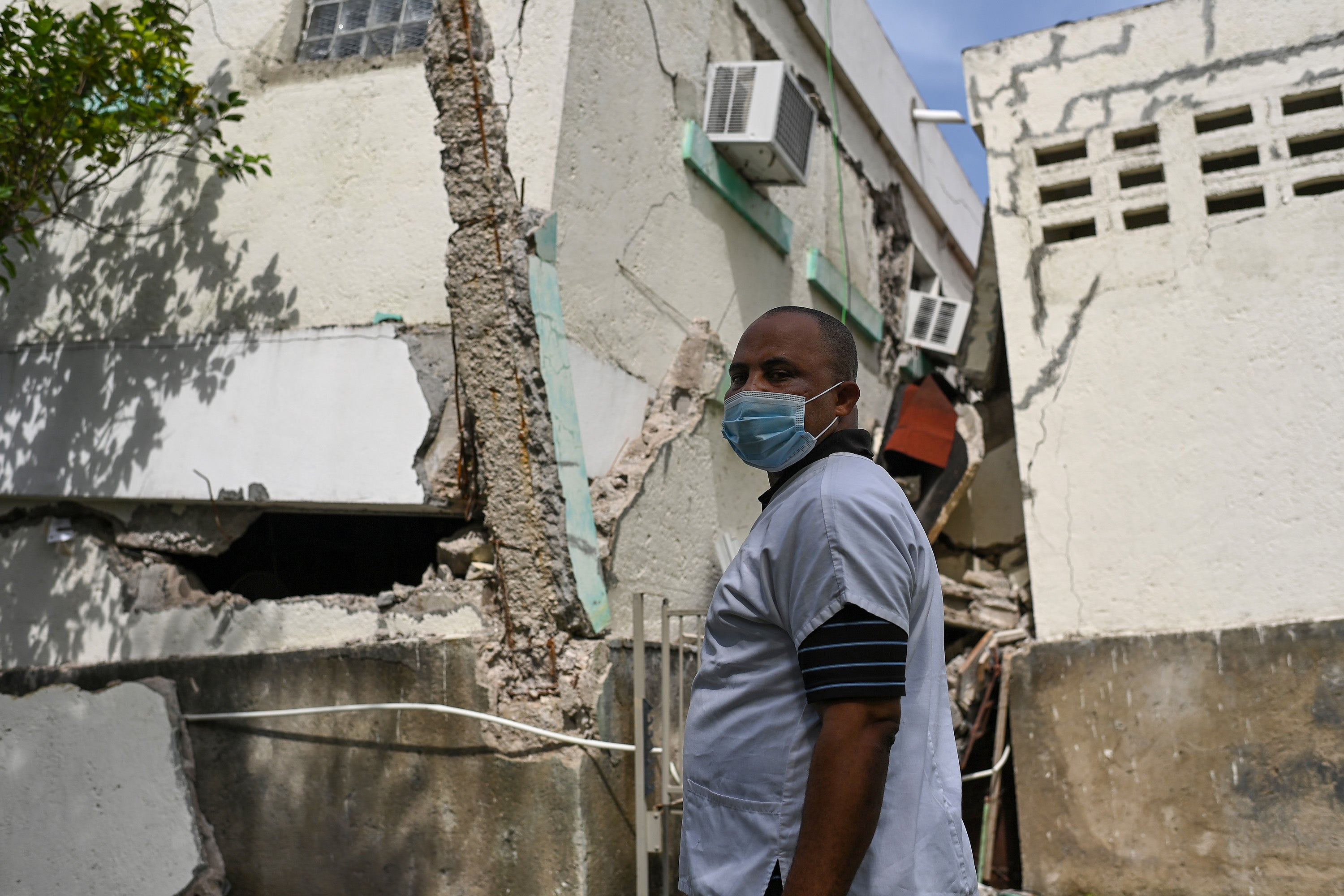 Nurse Michel Lin surveys the damage at L’Asile Community Hospital