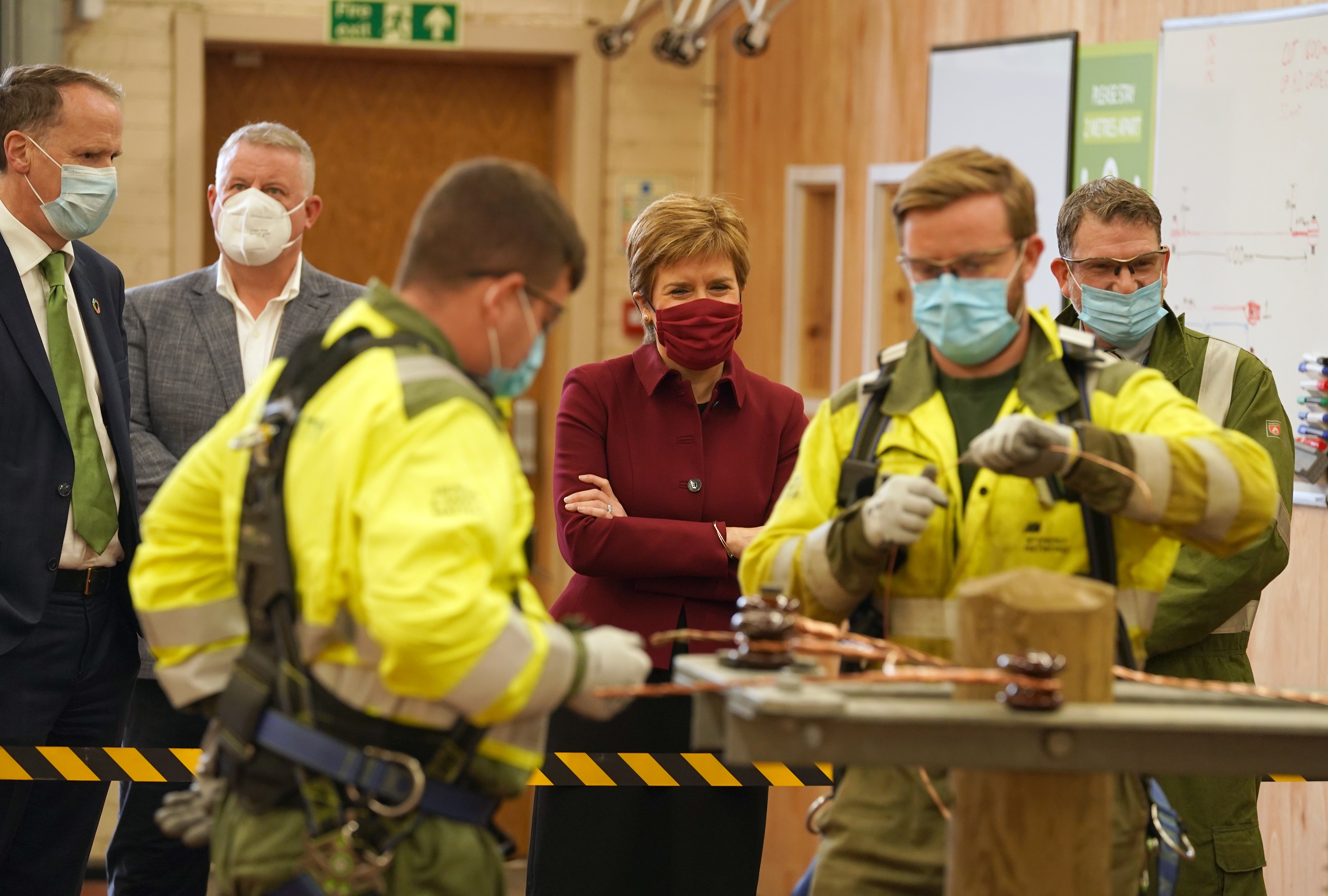 The First Minister met apprentices during her visit to Scottish Power in Cumbernauld (Andrew Milligan/PA)