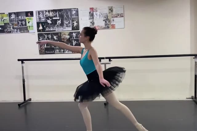 <p>Constance Bailey performs a ballet routine</p>