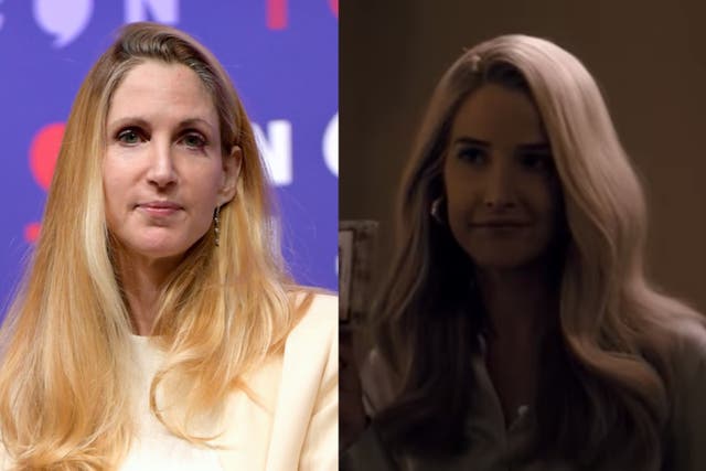 <p>Cobie Smulders (right) portrays Ann Coulter (left) in ‘Impeachment: American Crime Story’</p>
