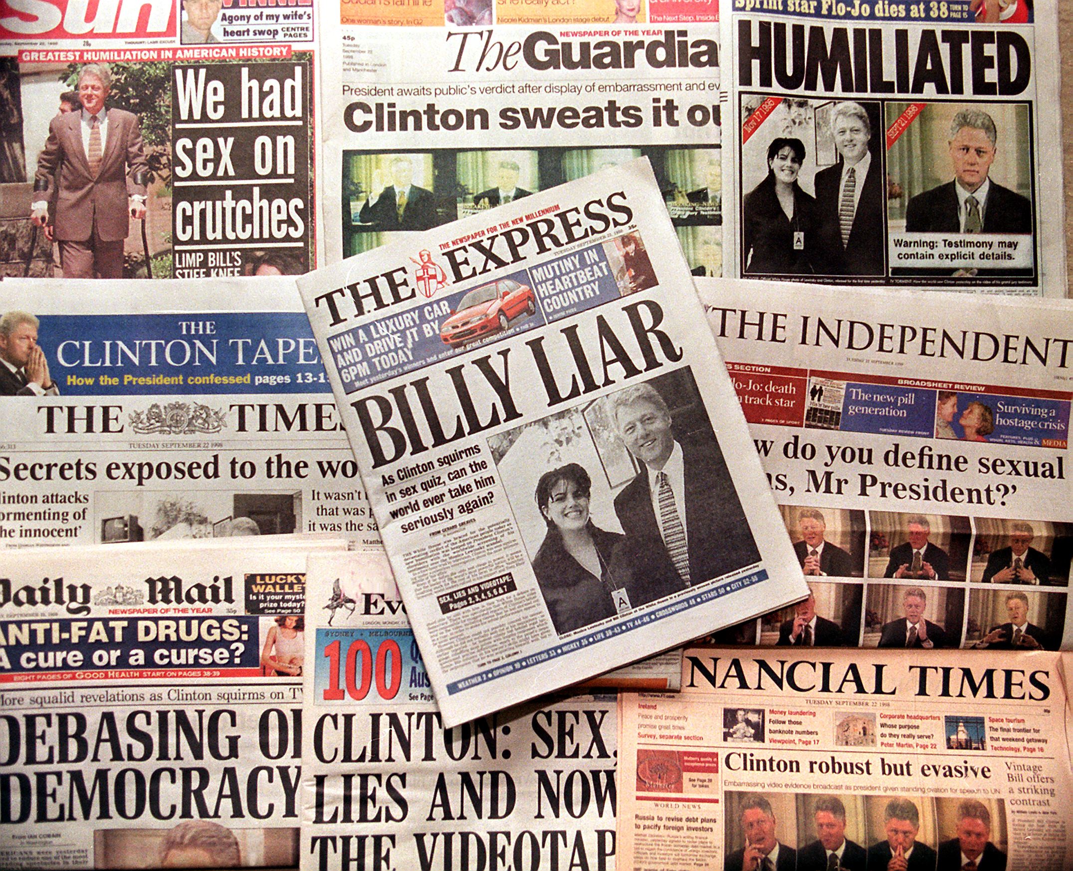 Newspaper front pages in the UK on 22 September 1998