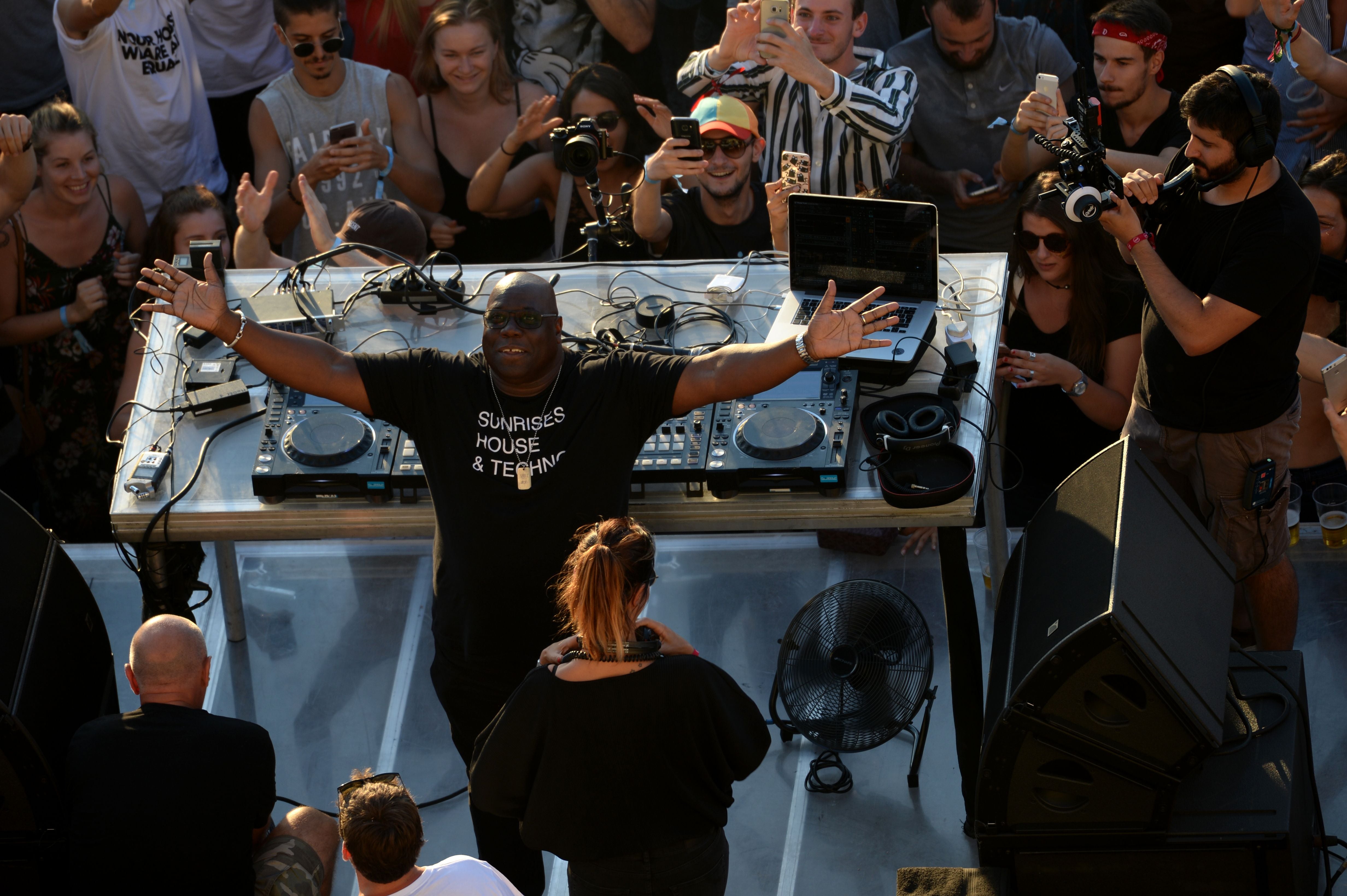 Carl Cox during his DJ set inside the French Gardens of Chambord Castle in July 2018.