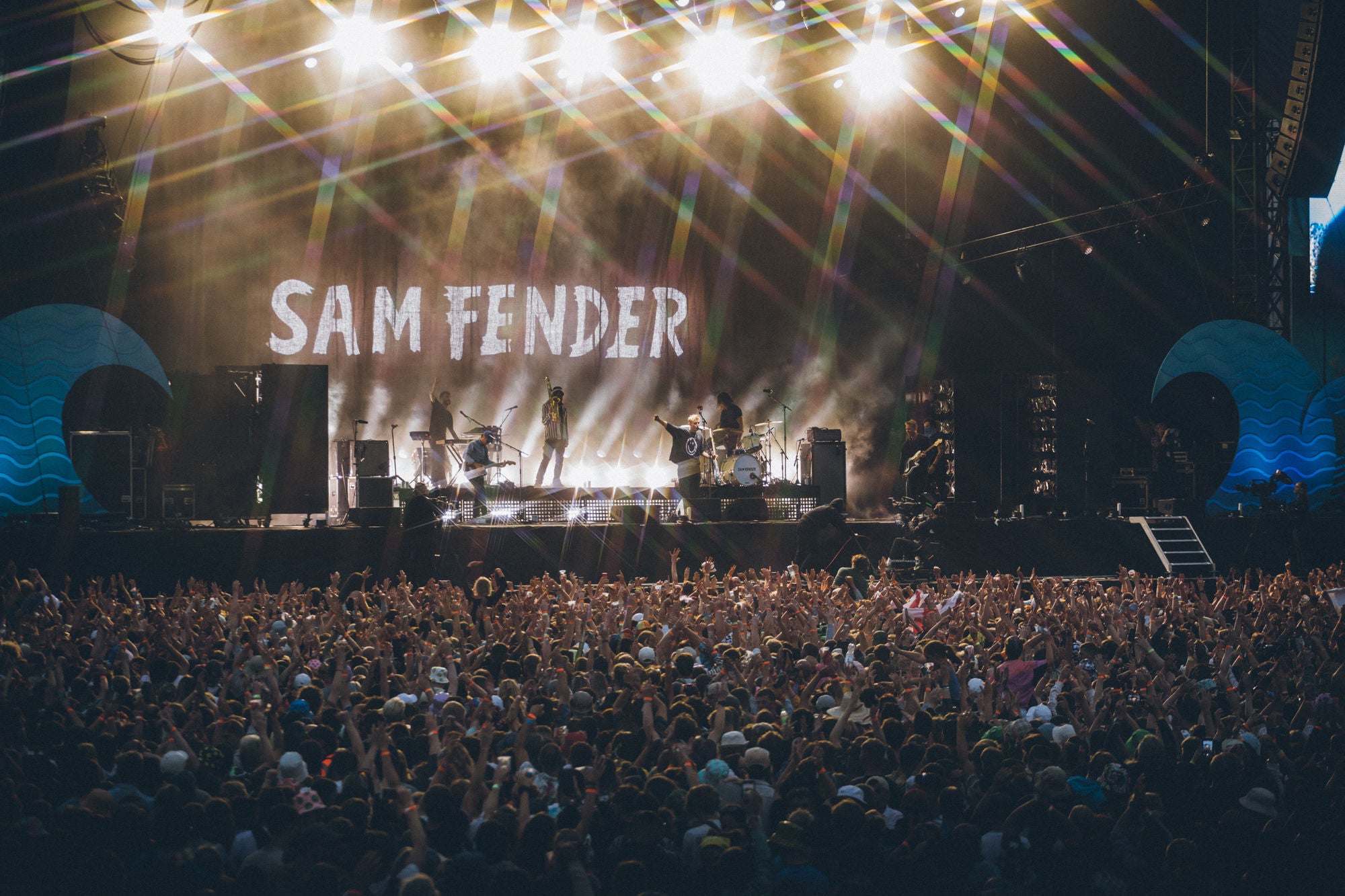 Festival goers watching Sam Fender during the Boardmasters music and surfing festival in Cornwall