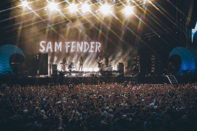 <p>Festival goers watching Sam Fender during the Boardmasters music and surfing festival in Cornwall</p>