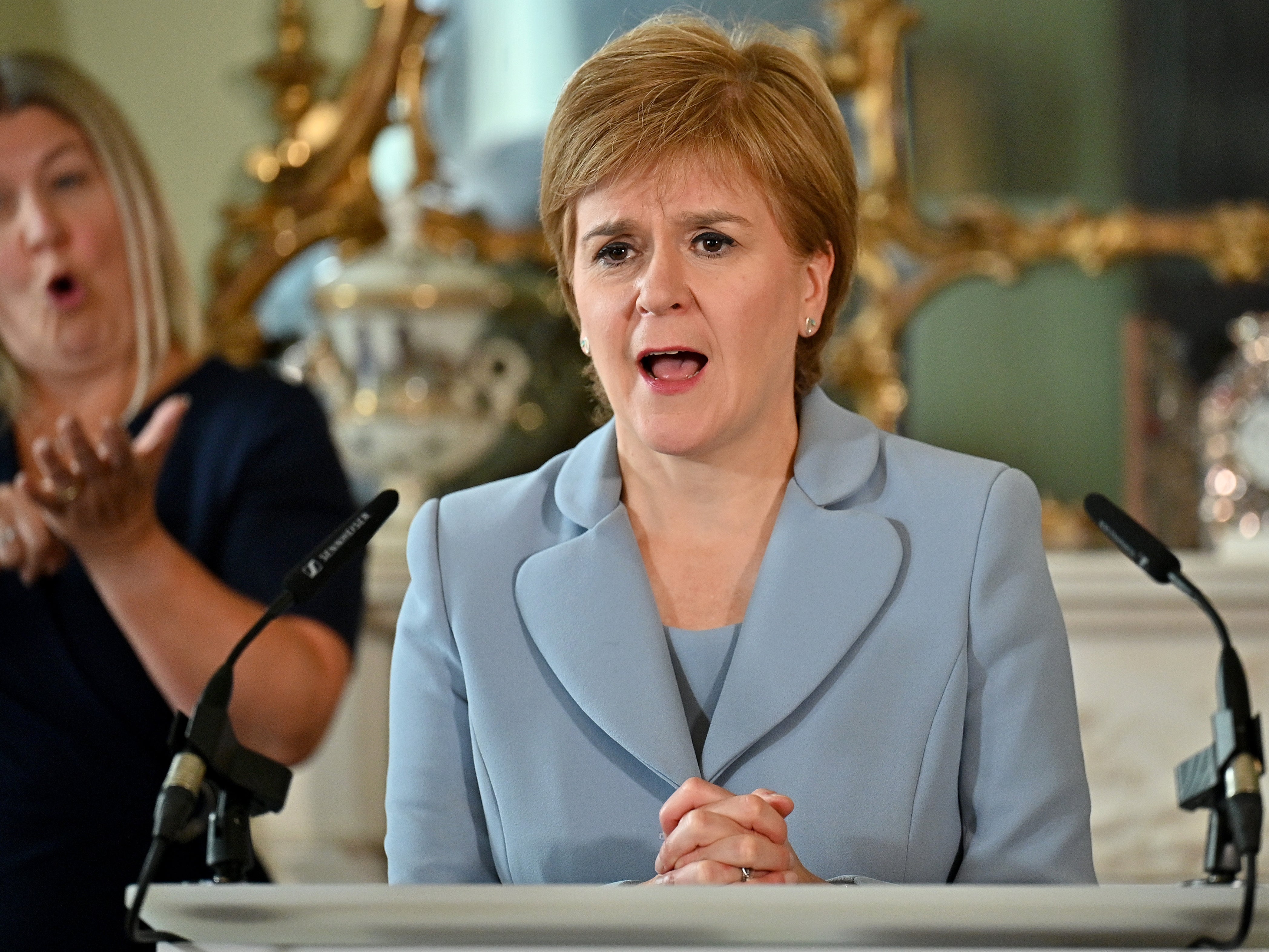 The first minister Nicola Sturgeon announces the SNP’s deal with the Scottish Greens