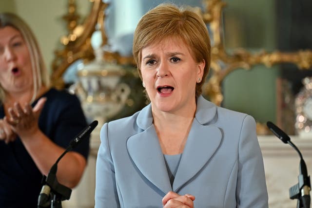 <p>The first minister Nicola Sturgeon announces the SNP’s deal with the Scottish Greens</p>