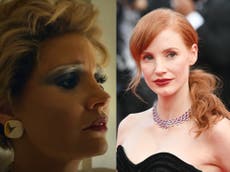 Jessica Chastain says make-up for Tammy Faye role was so heavy it did ‘permanent damage’ to her skin