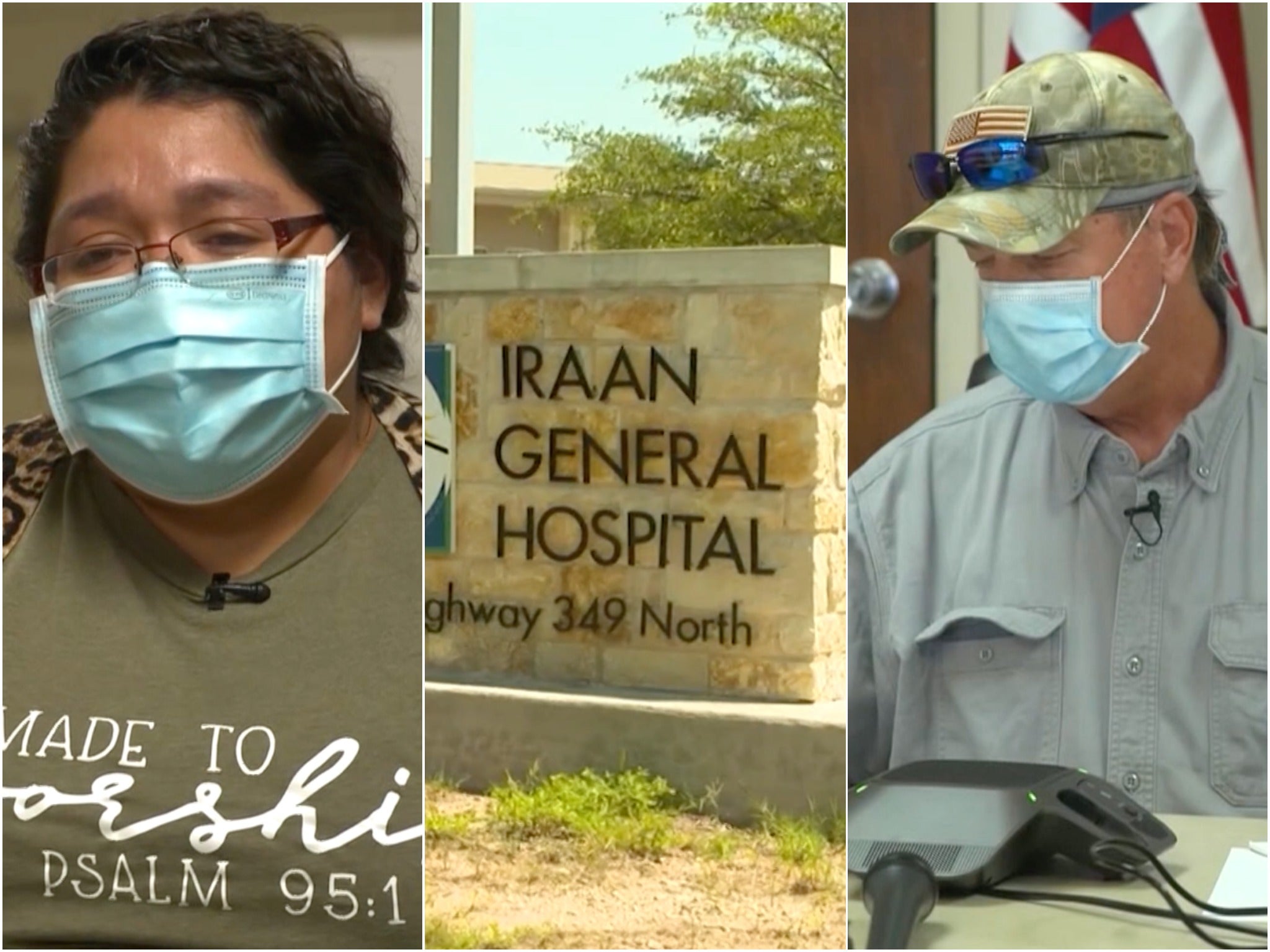 Vicky Zapata transmitió en vivo a Facebook para orar después de que el esposo de su amiga fuera llevado al hospital por Covid-19, el alcalde de Iraan, Darren Brown, dijo que el brote es `` muy grave ''.