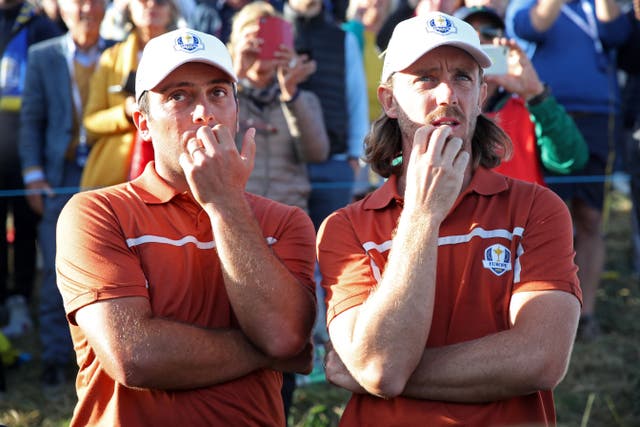 Francesco Molinari (left) and Tommy Fleetwood are unlikely to resume their partnership at Whistling Straits (Adam Davy/PA)