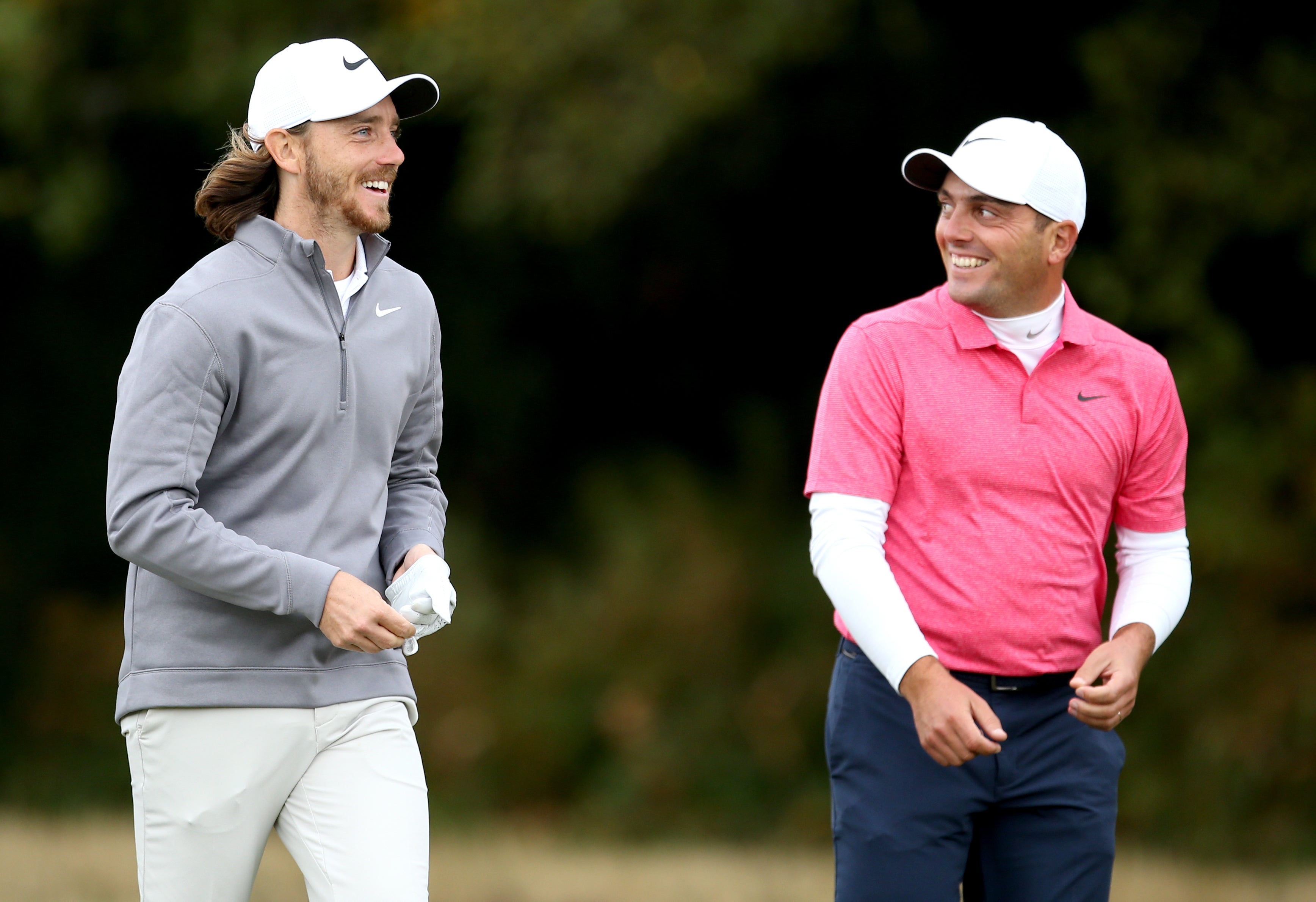 Tommy Fleetwood (left) and Francesco Molinari during day two of the British Masters at Walton Heath (Steven Paston/PA)