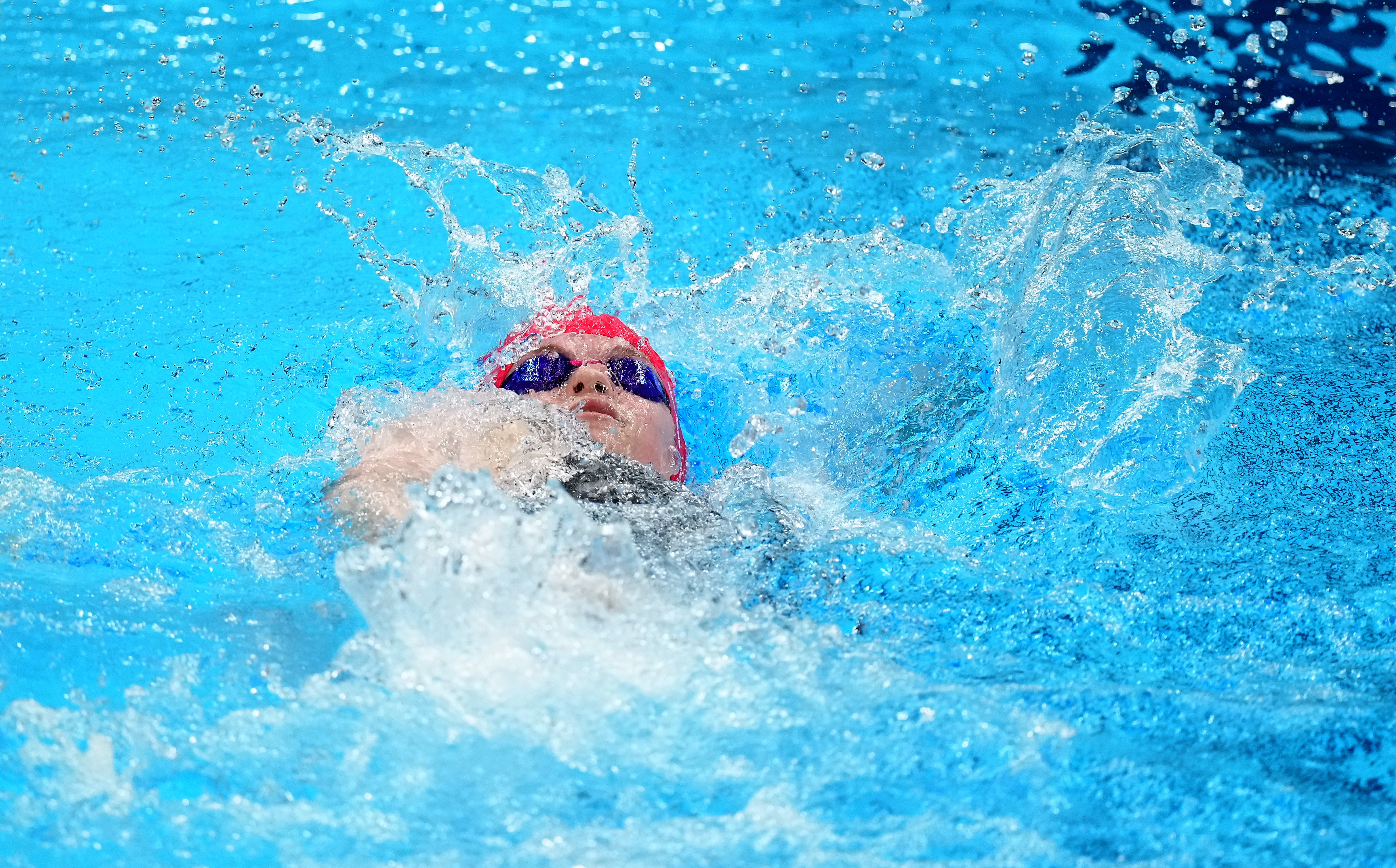 Maisie Summers-Newton in the backstroke leg of her heat (John Walton/PA)