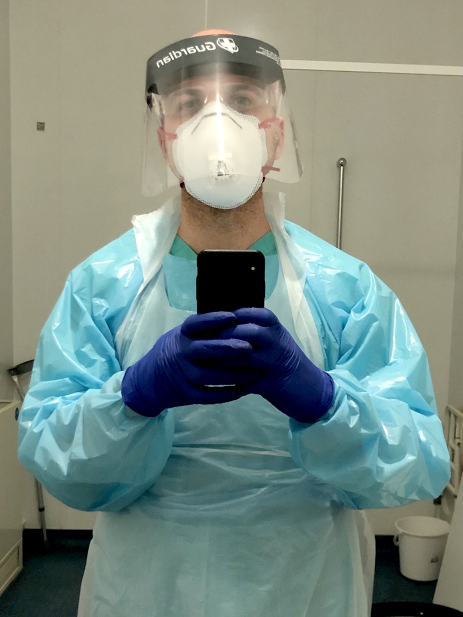 Akkad in PPE in Whipps Cross Hospital, east London