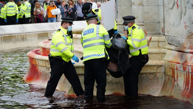 <p>The activists are protesting the use of crown land for hunting and animal agriculture</p>