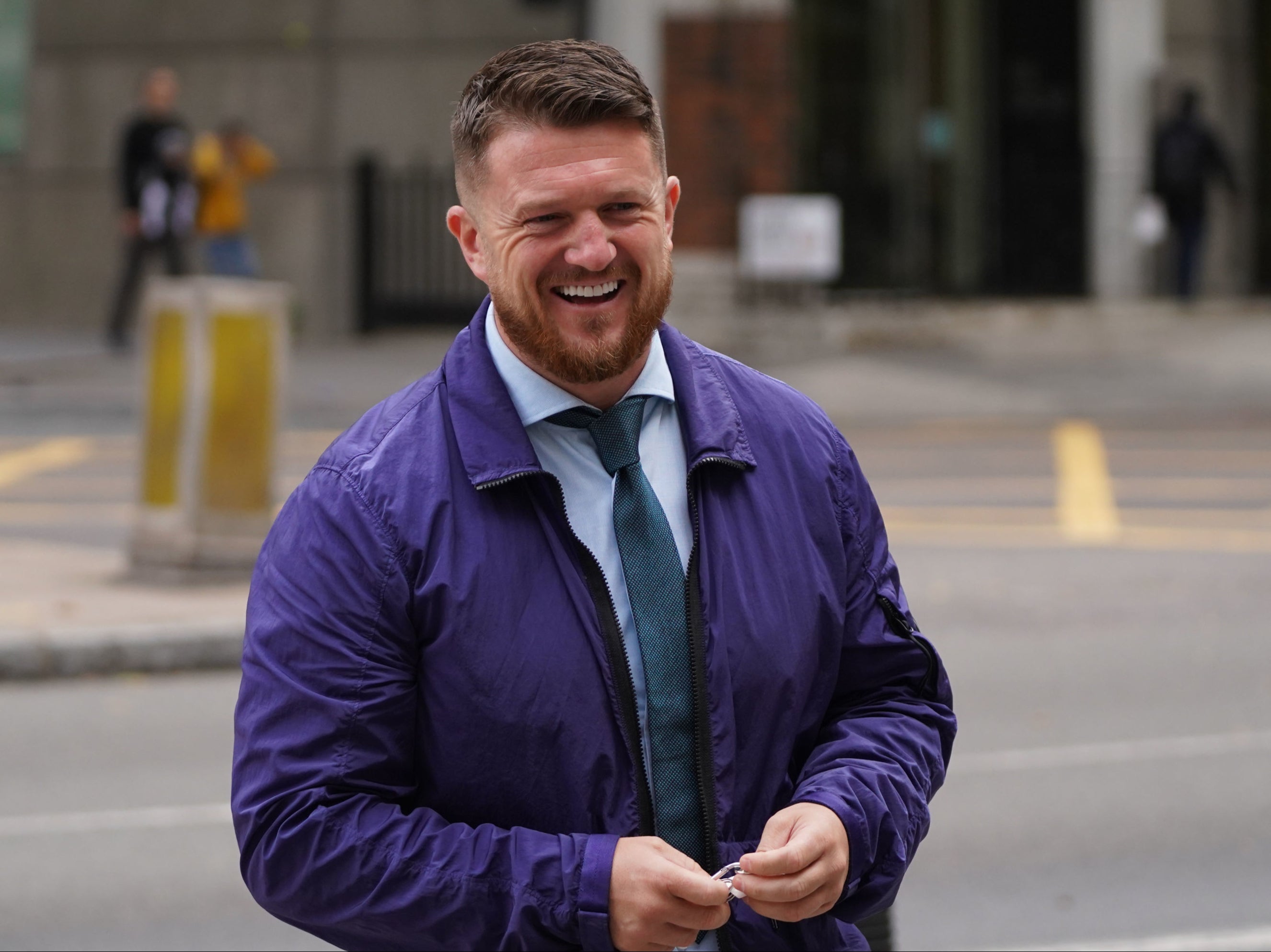 English Defence League founder Tommy Robinson arrives at Westminster Magistrates Court